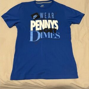 Nike Royal Blue T-Shirt ‘Wear Pennys Get Dimes” (Medium)
